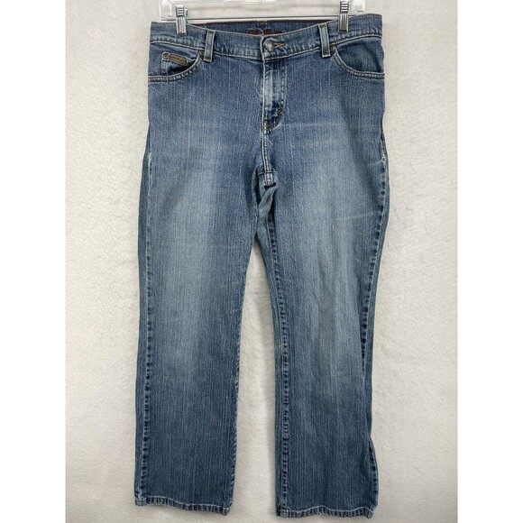 EDDIE BAUER JEANS WOMENS SIZE 10 R MID RISE STRETCH BOOT CUT CASUAL PANTS - Picture 1 of 12